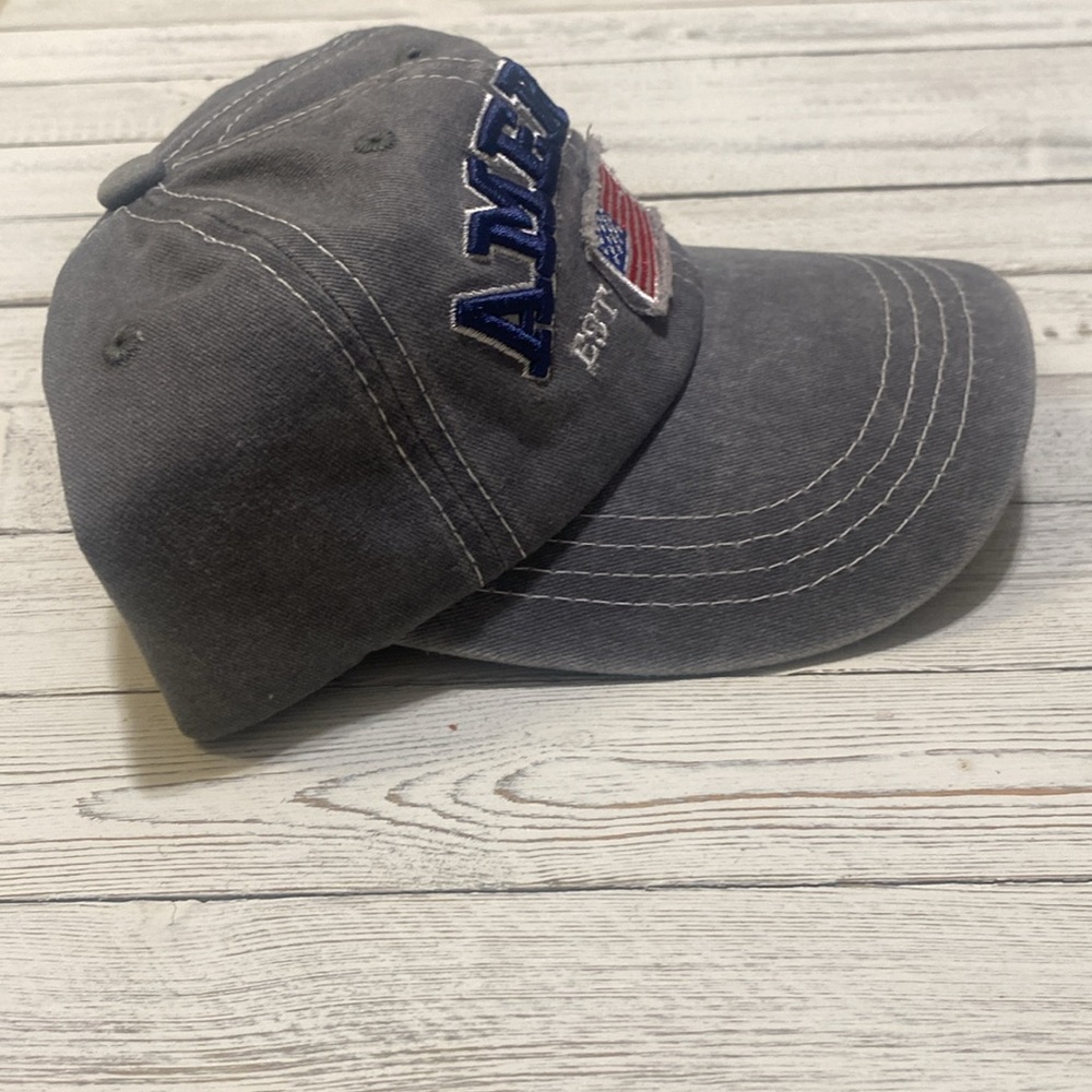 AMERICA EST 1776 Gray, Red, White & Blue American Flag Baseball Cap. Unisex - Picture 3 of 9